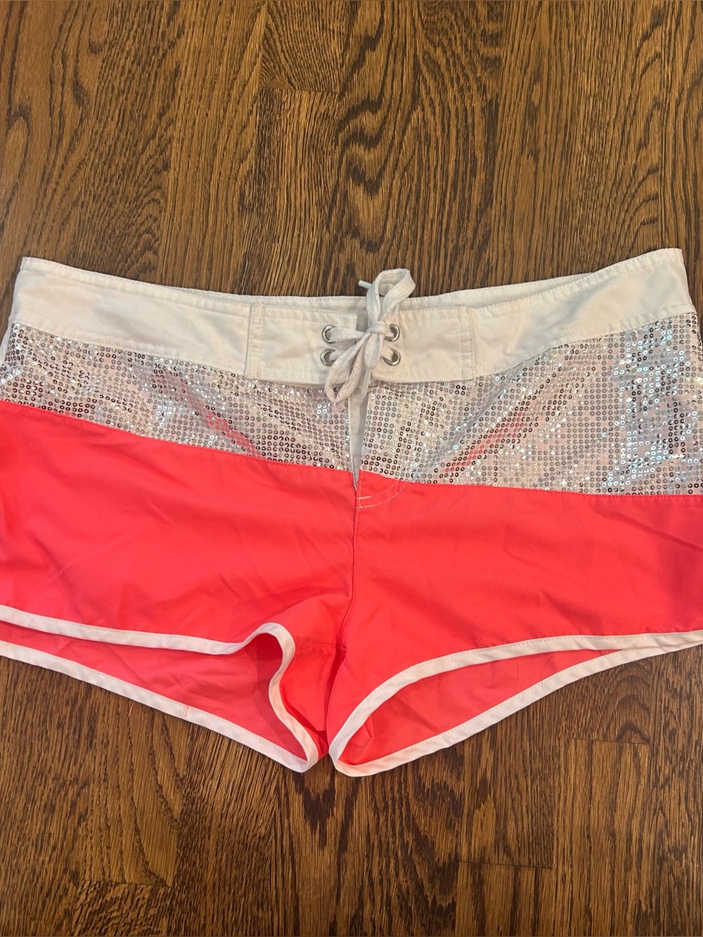 Y2K McBling Sequined Op Ocean Pacific Board Shorts Pink Size L 11-13